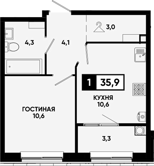 1-комн. Кварталы 17/77