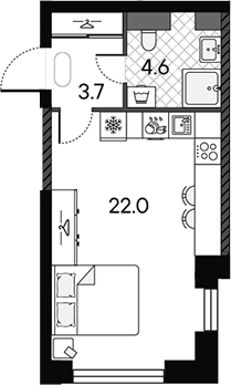 Студия, 30.3 м², 21/43 этаж, ЖК «МАРК»