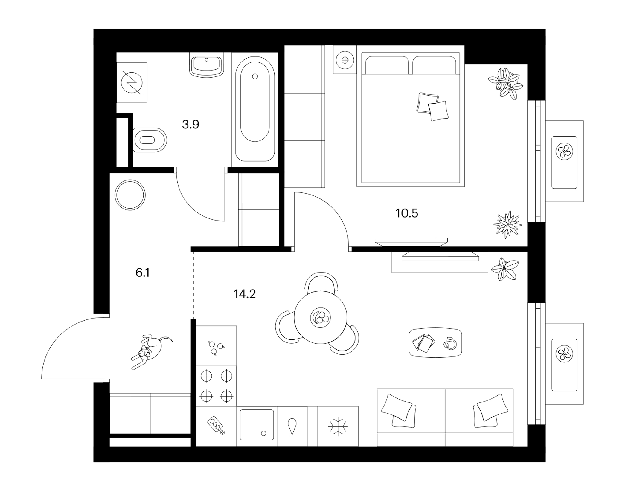 1-комн., 34.7 м², 17/17 этаж, ЖК «Белая Дача парк»