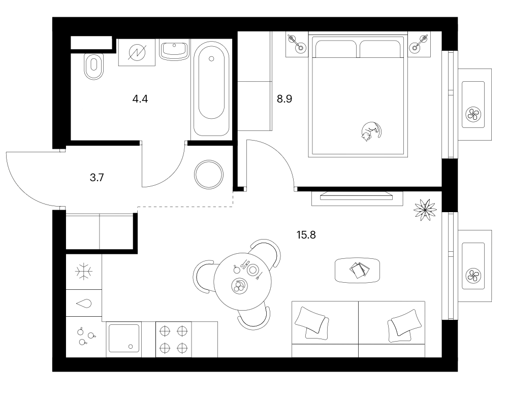 1-комн., 32.8 м², 14/17 этаж, ЖК «Белая Дача парк»