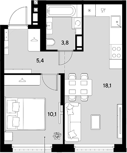 Продается 1-комн. квартира, 37.4 м²