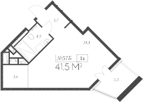 Студия квартира, 36.2 м² в ЖК Морелло — фото 2