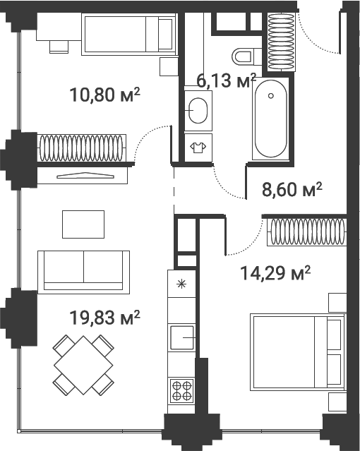 3-комн., 58 м², 19/28 этаж, ЖК «Первый Нагатинский»