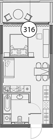 Студия, 47.4 м², 9/11 этаж, ЖК «Гостиничный комплекс Поляна Пик»