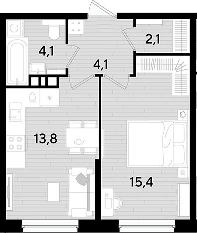 1-комн. квартира, 39.5 м² в ЖК DОГМА ПАРК — фото 2