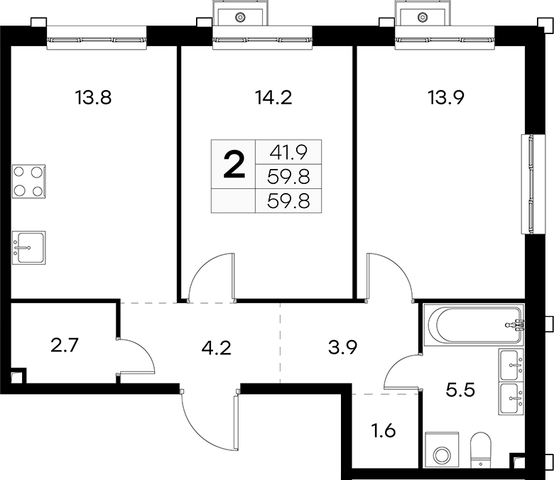 2-комн. Куркино 15