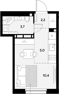 Студия, 21.3 м²