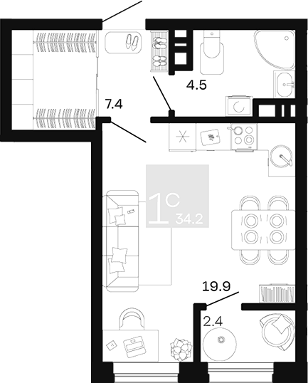 Студия квартира, 31.8 м² в ЖК Хозяин Морей — фото 2