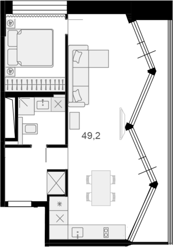 Студия, 47.7 м², 11/13 этаж, ЖК «Резиденции архитекторов»