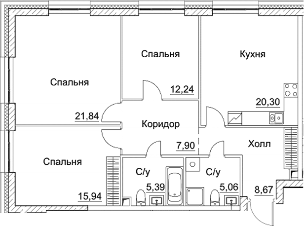 4+ комнаты, 97.34 м², 19/28 этаж, ЖК «СЕЗАР СИТИ»