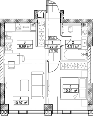 2-комн., 37.94 м², 14/48 этаж, ЖК «Сити Бэй»