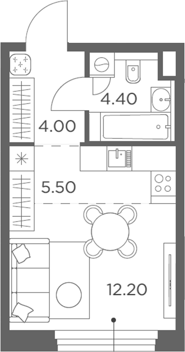 Студия, 26.1 м², 21/23 этаж, ЖК «Белый Град»