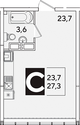 Студия квартира, 27.3 м² в ЖК Самолет — фото 2