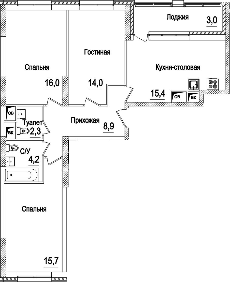 4+ комнаты, 76.5 м², 13/21 этаж, ЖК «Рассказово»