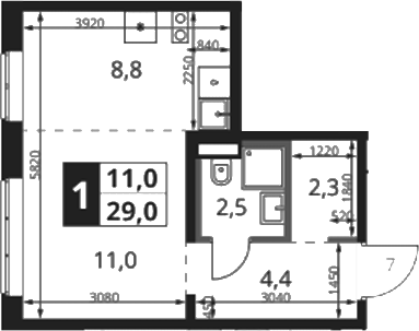 Студия, 29 м², 2/18 этаж, ЖК «1-й Ясеневский»