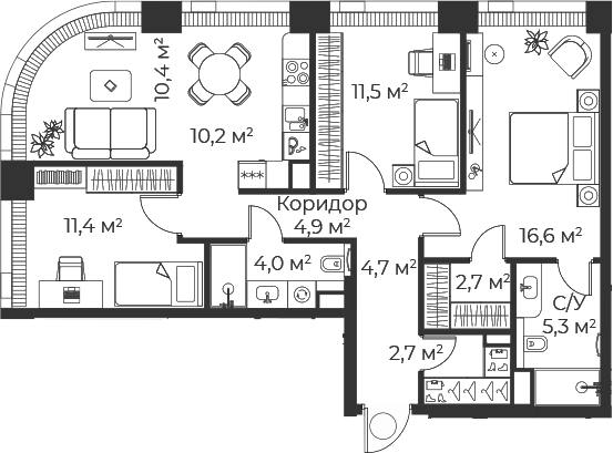 4-комн. Веер