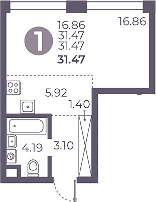 Студия, 31.47 м², 2/39 этаж, ЖК «Мневники от Гранель»