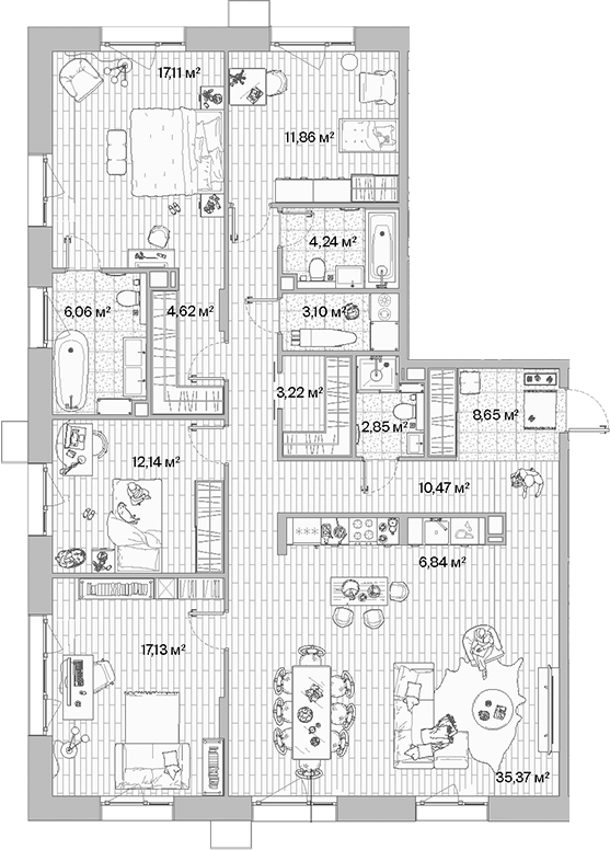 4+ комнаты, 143.66 м², 3/10 этаж, ЖК «МЫС»