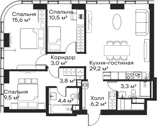 4-комн. Сити Бэй