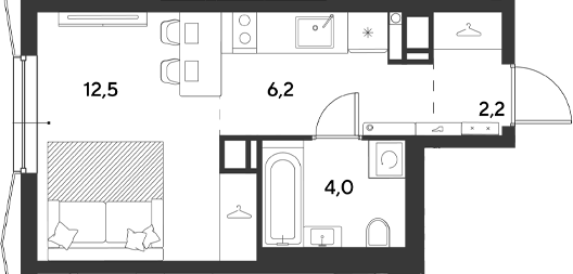 Студия, 24.9 м², 8/18 этаж, ЖК «Ридз»
