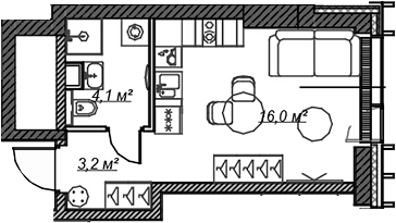 Студия, 23.3 м², 25/59 этаж, ЖК «Веер»