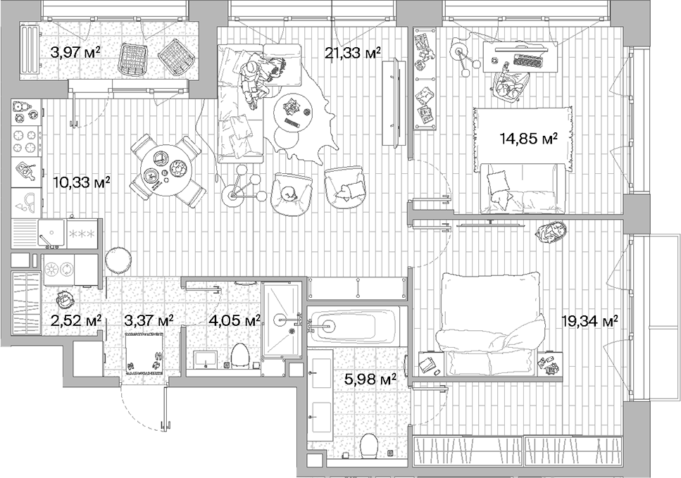 3-комн., 81.77 м², 8/8 этаж, ЖК «МЫС»