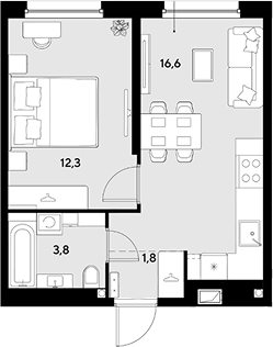 Продается 1-комн. квартира, 34.5 м²