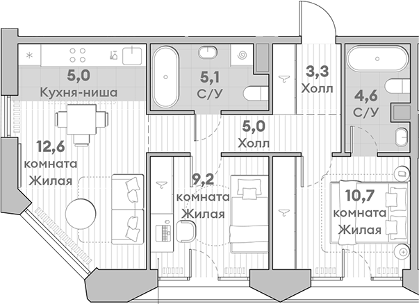 3-комн. НАТИВ