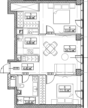 3-комн., 57.85 м², 17/49 этаж, ЖК «Сити Бэй»