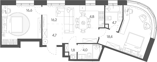 3-комн., 71.2 м², 5/31 этаж, ЖК «Родина Переделкино»