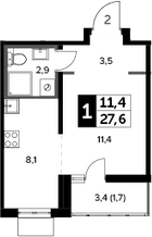 Студия, 25.9 м², 9/20 этаж, ЖК «Южная Битца»