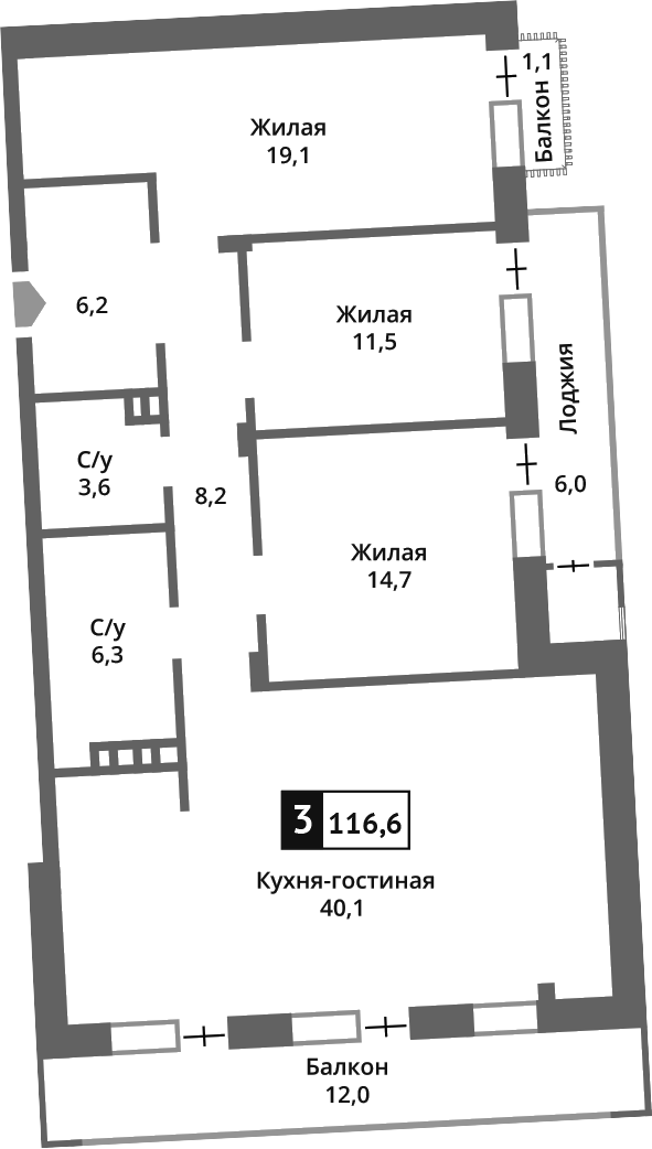 4-комн. Отрада на реке