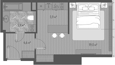 Студия, 35.3 м², 36/90 этаж, ЖК «ОНЕ»