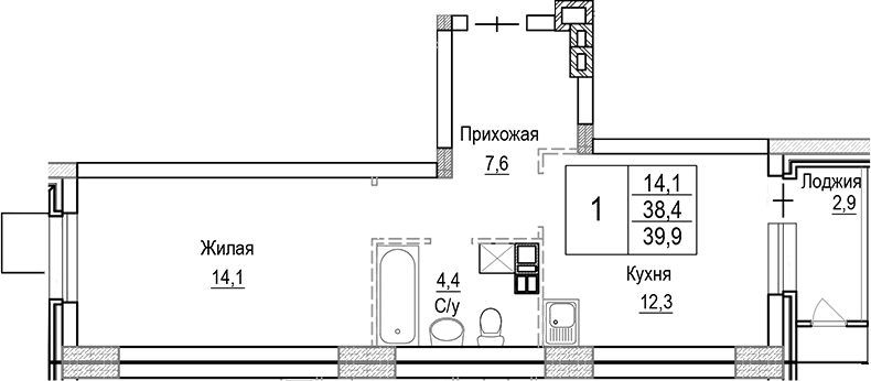 1-комн. Лесная Отрада