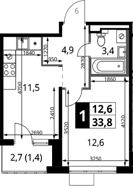 1-комн., 32.4 м², 17/17 этаж, ЖК «1-й Химкинский»