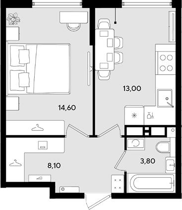 1-комн. квартира, 39.5 м² в ЖК Порто-Ново — фото 2