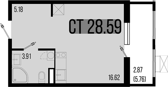 Студия квартира, 25.72 м² в ЖК Цветной бульвар — фото 2