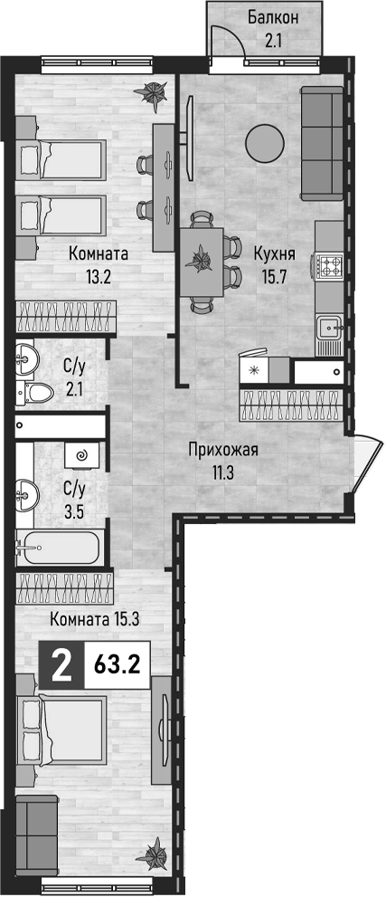 2-комн. Живописный