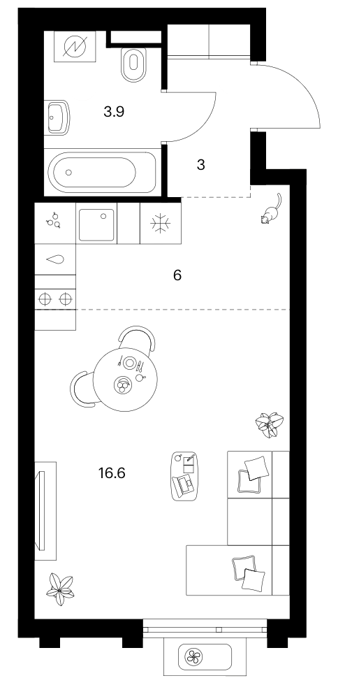 Студия, 29.5 м², 10/12 этаж, ЖК «Белая Дача парк»