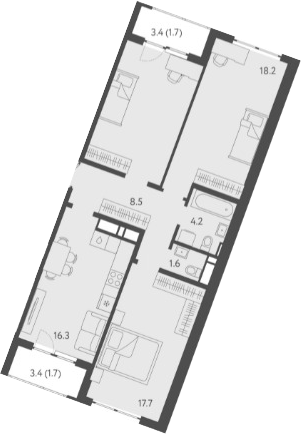 4-комн. квартира, 82.4 м² в ЖК Все Свои VIP — фото 3