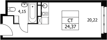Студия, 24.37 м², 7/21 этаж, ЖК «Волковская 67»