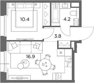 1-комн., 35.3 м², 5/6 этаж, ЖК «Станиславский»