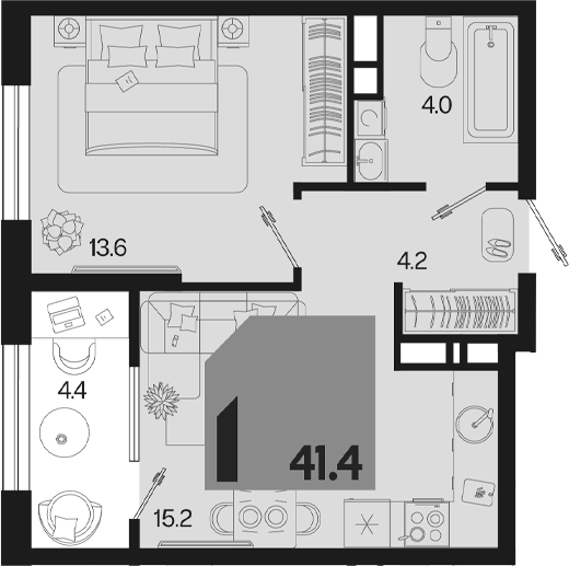 2-комн. квартира, 37 м² в ЖК Первое место — фото 2