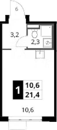 Студия, 21.4 м², 18/24 этаж, ЖК «1-й Донской»