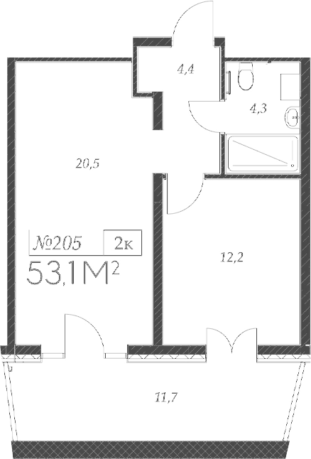 2-комн. квартира, 41.4 м² в ЖК Морелло — фото 2