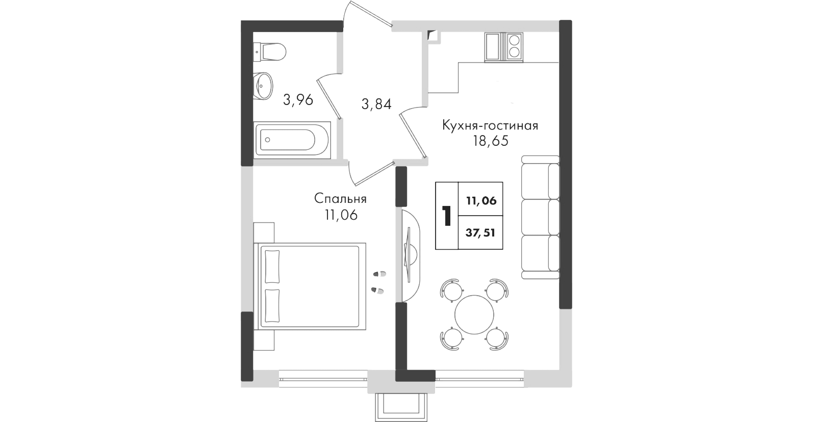 Продается 1-комн. квартира, 38 м²