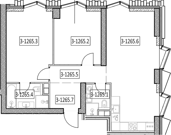 3-комн., 75.5 м², 7/55 этаж, ЖК «Айс Тауэрс»