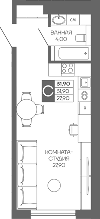 Студия квартира, 31.9 м² в ЖК Иначе в Молодежном — фото 2