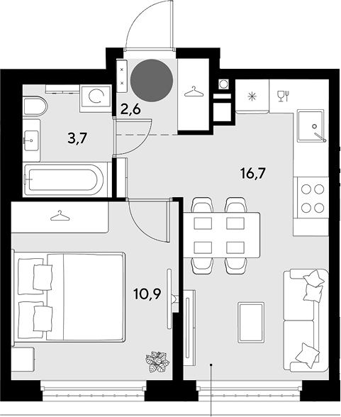 Продается 2-комн. квартира, 33.9 м²