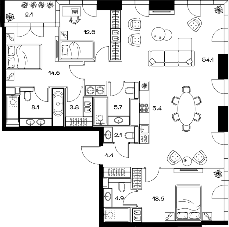 4+ комнаты, 135.5 м², 6/18 этаж, ЖК «SHIFT»